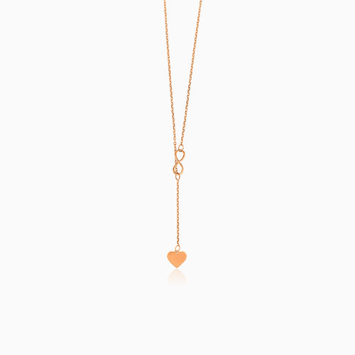Collar único de oro rosa con corazón e infinito