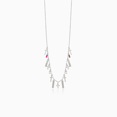 Extravagante Halskette mit Anhänger aus Weißgold