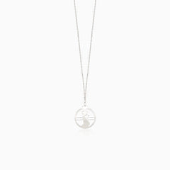 White gold necklace with pregnant woman silhouette