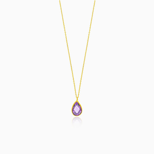 Feine Goldkette mit tropfenförmigem Anhänger und Amethyst