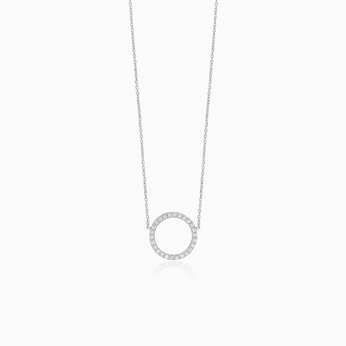 Fine gold circle necklace with cubic zirconia
