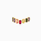 Yellow gold multi color gemstone ring