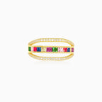 Multi color yellow gold ring