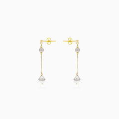 Boucles d’oreilles pendantes en chaîne en or avec perles