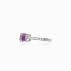 Amethyst silver statement ring