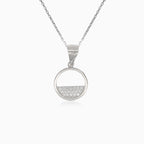 Silver pendant circle with cubic zirconia