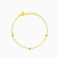 Stříbrný pozlacený náramek se zirkony