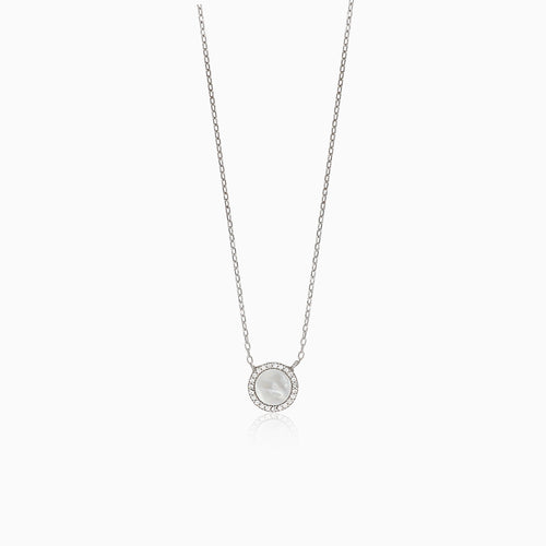 Mutterperlen-Silber-Halskette mit Zirkonias