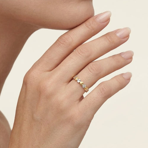 Lesklý dvoubarevný zlatý prsten