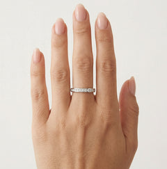 Silver ring with cubic zirconia along