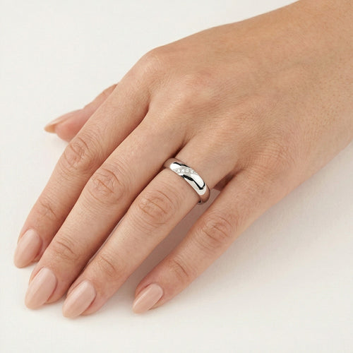 Elegantes Weißgold-Ehering-Set