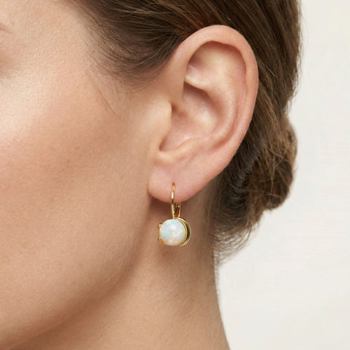 Unique white opal earrings