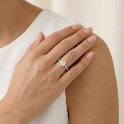 Silver ring with round cubic zirconia