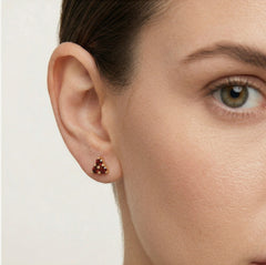 Pendientes de granate tipo botón