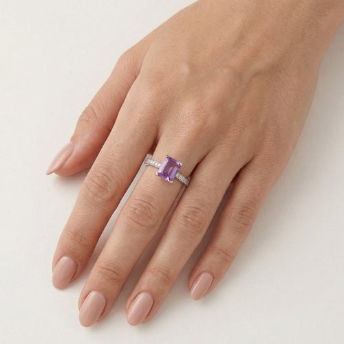Amethyst-Statement-Ring aus Silber