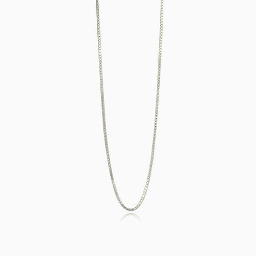 Thin box white gold chain