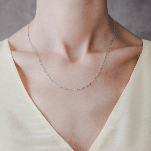 Silver square beads chain