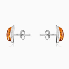 Quadratische Ohrstecker aus Honigbernstein