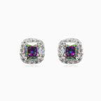 Square royal mystic topaz studs