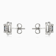 Square royal mystic topaz studs