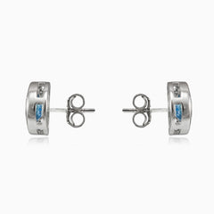 Bezel halo topaz stud earrings