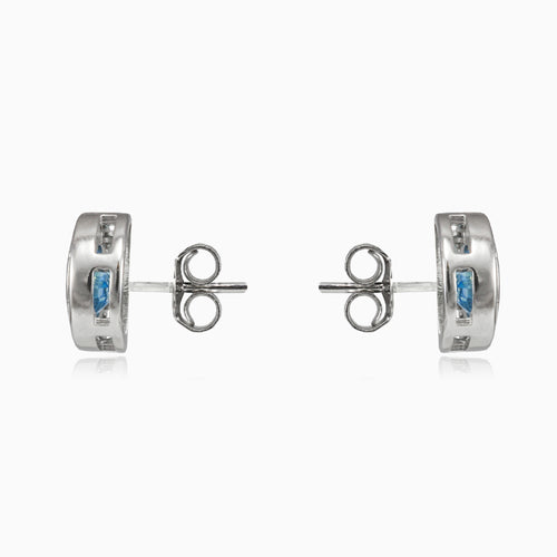 Bezel halo topaz stud earrings