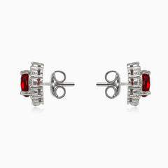Pendientes de botón Royal en cuarzo rojo.