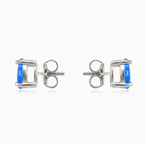 Flat blue opal studs