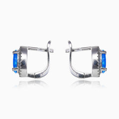 Ovale blaue Opalohrringe