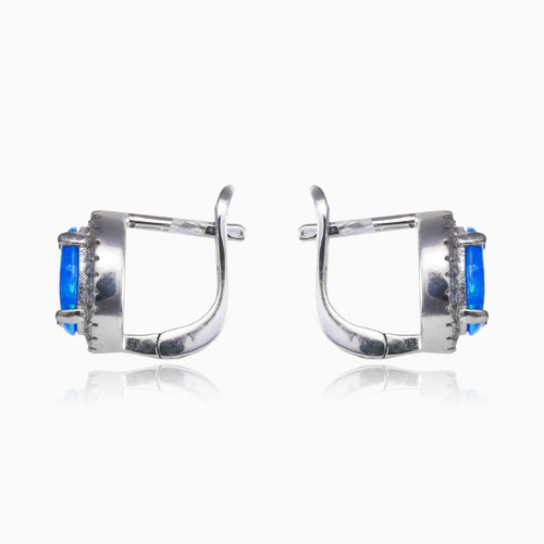Ovale blaue Opalohrringe
