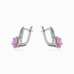Boucles d’oreilles en argent avec opale rose