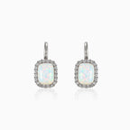 Boucles d’oreilles opale blanche rectangulaires