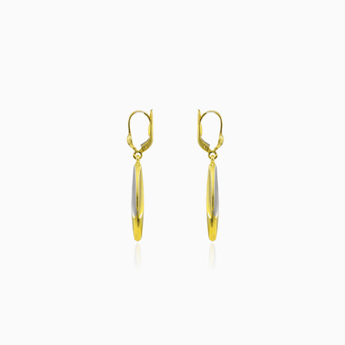 Visací dvoubarevné zlaté lesklé náušnice