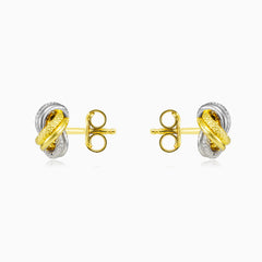 Bicolor gold knot studs