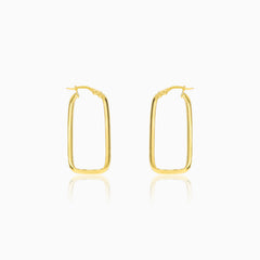 Boucles d’oreilles créoles rectangulaires en or