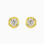 Bezel crystal gold studs