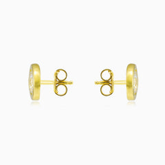 Bezel crystal gold studs