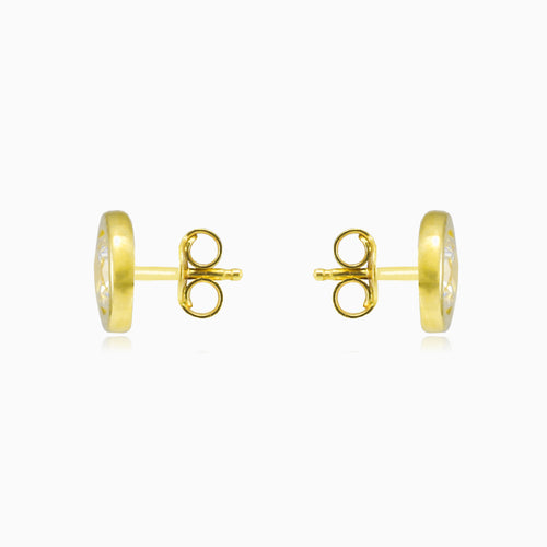 Bezel crystal gold studs
