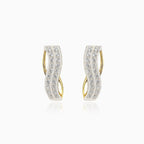 Zlaté náušnice oblé linie kubické zirkonie