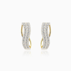 Zlaté náušnice oblé linie kubické zirkonie