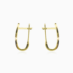Curved lines cubic zirconia gold earrings
