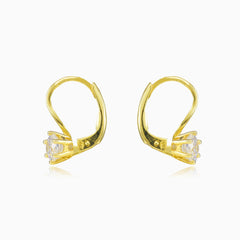Six prong gold drop earrings