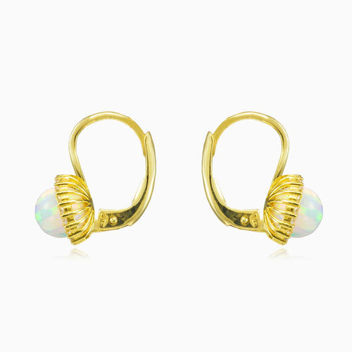Halo-Ohrringe mit weißem Opal und Gold