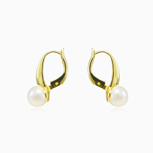 Pendientes de oro con zirconio cúbico y perla