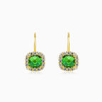 Boucles d’oreilles en or avec quartz vert taille coussin