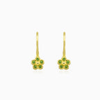 Boucles d’oreilles en or jaune avec fleurs vertes
