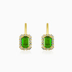Boucles d’oreilles en or avec quartz vert rectangulaire