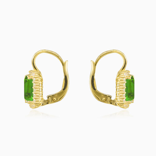 Boucles d’oreilles en or avec quartz vert rectangulaire