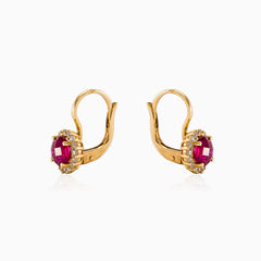 Round rubellite earrings