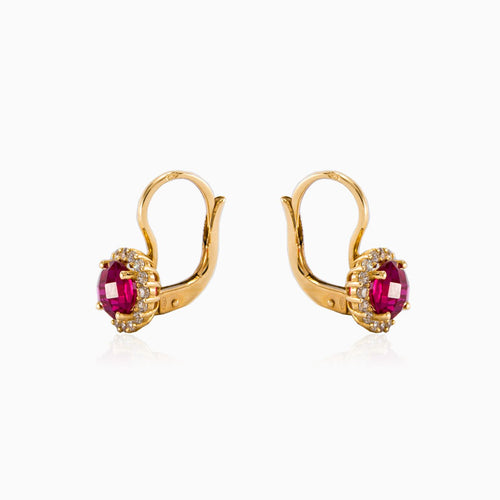 Round rubellite earrings